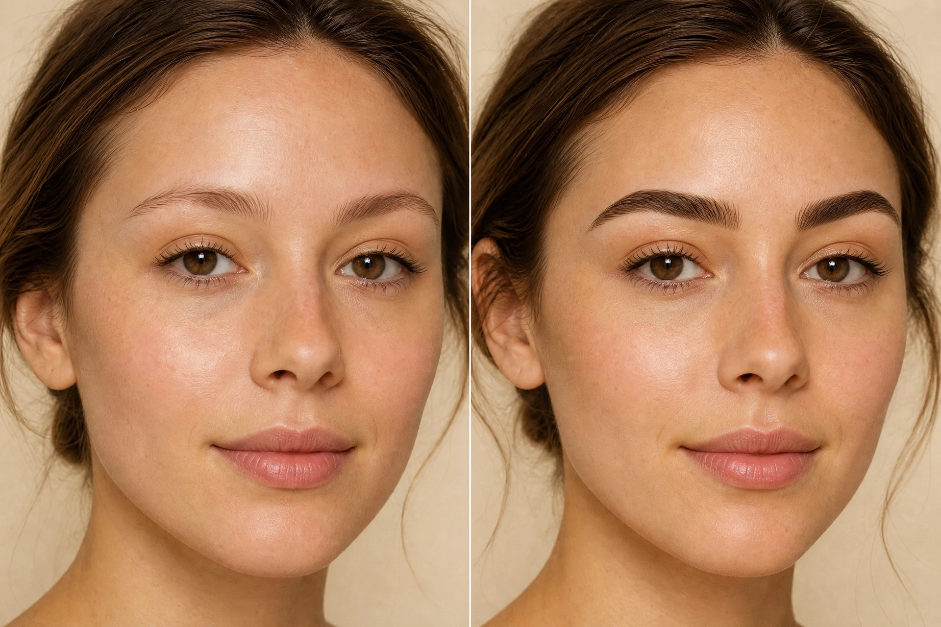Before and after brow tinting results